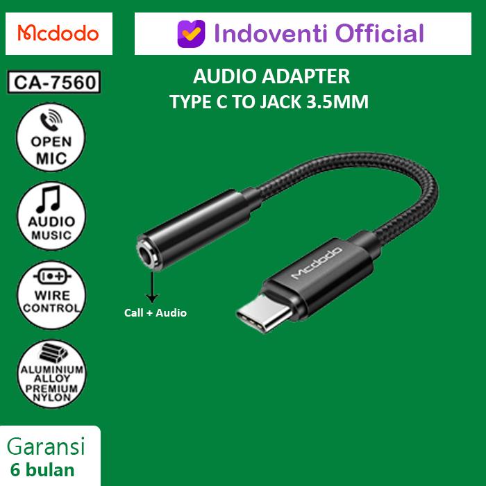Gambar MCDODO Converter Spiltter Type-C To Jack 3.5MM Adapter Call+Music+Mic dari INDOVENTI undefined Tokopedia