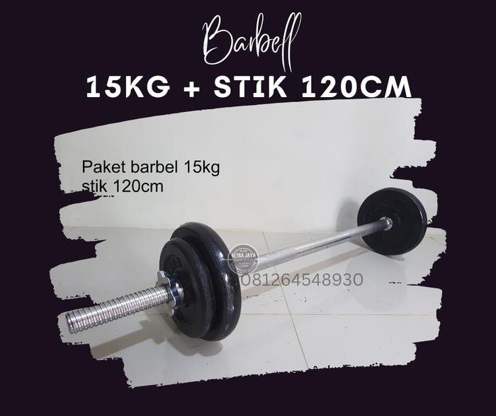 Gambar barbel 15kg stik 120cm dumbel set barbell dumble gym alat fitnes murah dari ALTRAJAYA undefined Tokopedia