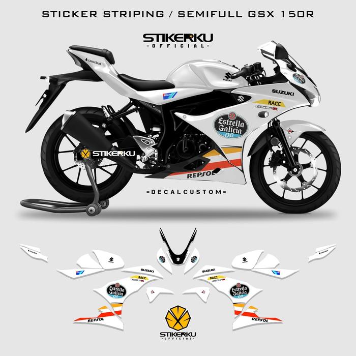Gambar Striping Motor Gsx r150 / Decal Semi Full Body Gsx 159 R / Stiker GSX - Putih dari DKHI STICKER undefined Tokopedia