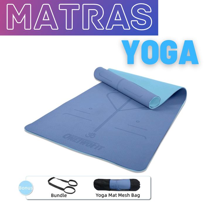 Gambar TPE Yoga Mat 8MM Matras Anti Licin Tebal Pilates Senam Premium Quality - Biru dari The Quality Fitness undefined Tokopedia