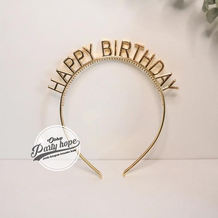 Gambar Bando Happy Birthday / Head Band HBD / bandana ulang tahun chrown HBD - gold dari PARTY HOPE 2 undefined Tokopedia