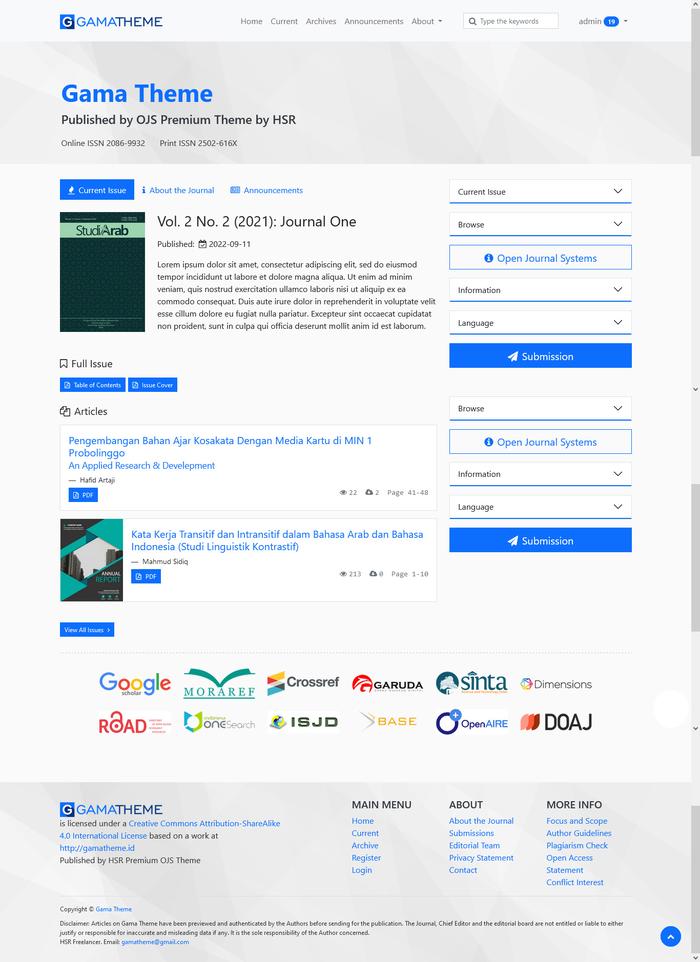 Gambar Gama Theme/Template untuk OJS 3.2 dan 3.3 - Biru dari OJS Premium Theme undefined Tokopedia