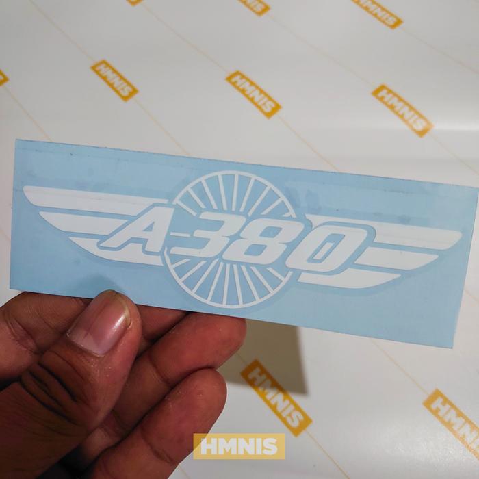 Gambar Sticker A380, Sticker Airbus 380, Sticker Logo Airbus A380 - Putih, Small 12x4 cm dari HMNIS undefined Tokopedia