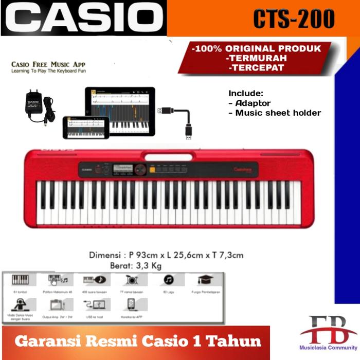 Gambar Casio CTS200 Keyboard / CTS 200 / CT-S200 / CTS-200 Slim Original - Red Keyboard dari favebox undefined Tokopedia