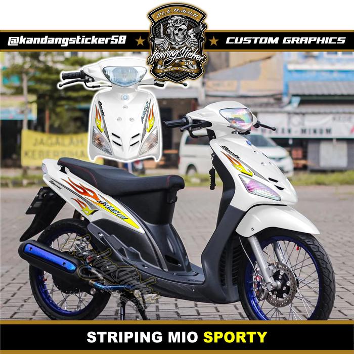 Gambar Striping Mio Sporty Fire Simple Thailand Thailooks Sunmori Api - Putih, Sesuai Gambar dari KandangSticker undefined Tokopedia