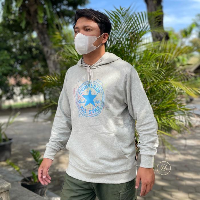 Gambar JAKET CONVERSE ALL STAR PULLOVER HOODIE GREY BLUE BLACK ORIGINAL - Grey, S Asia dari segenproject undefined Tokopedia