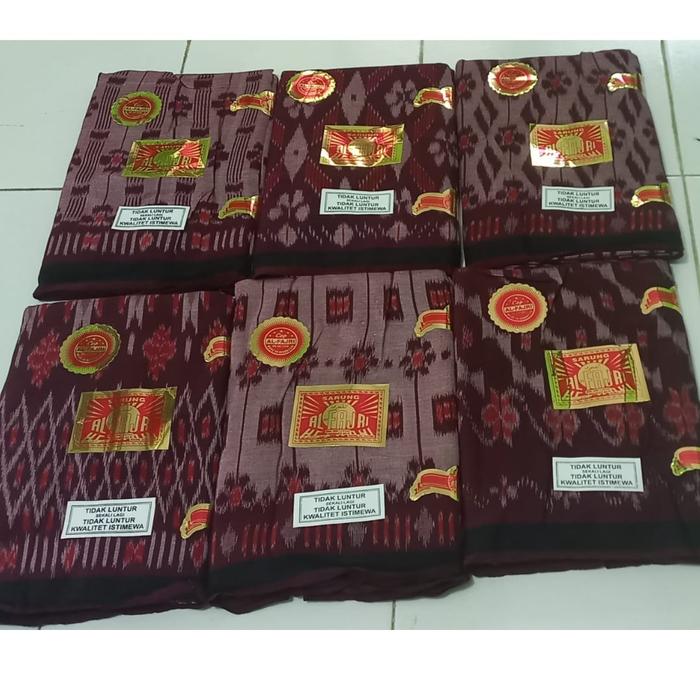 Gambar Sarung Tenun Goyor Pria ATBM Toldem AL FAJRI Asli - Merah, acak dari TOKO SARUNG TEGAL undefined Tokopedia