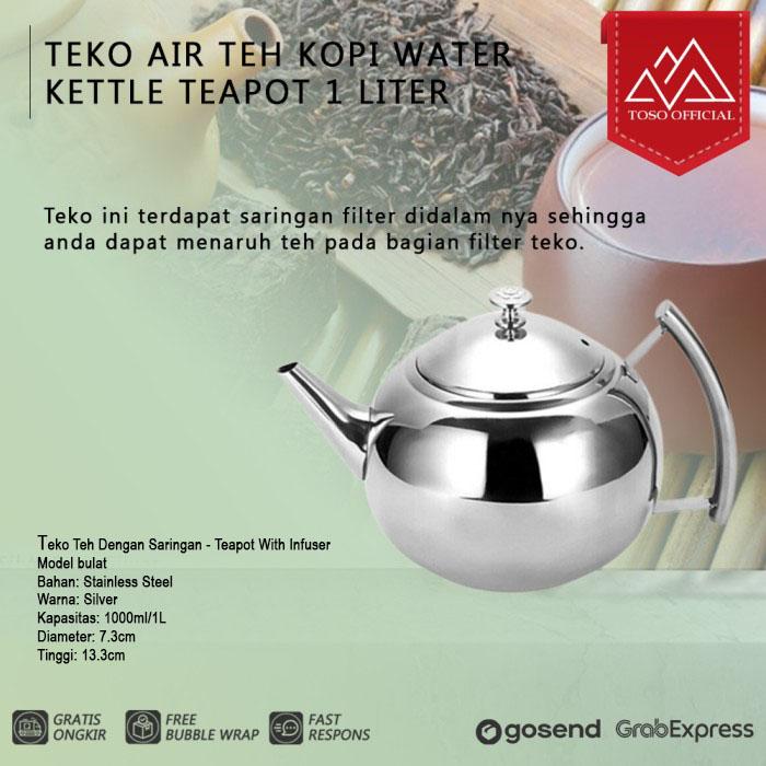 Gambar TEKO AIR TEH KOPI WATER KETTLE TEAPOT 1 LITER TEKO TEH SARINGAN 1000ML dari Toso Mart undefined Tokopedia