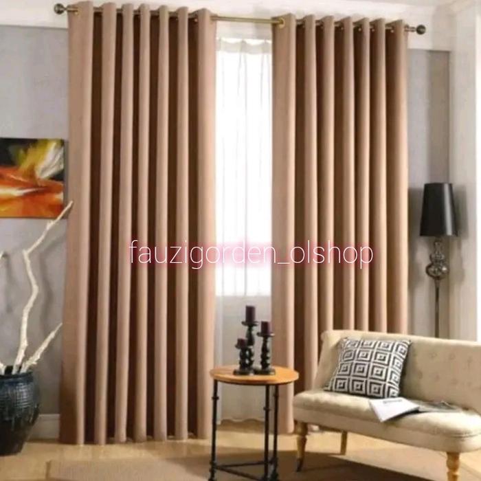 Gambar gorden minimalis/hordeng smokring L.140 x T. 200cm. tirai - Coklat muda, L.140 x T.230cm dari fauzigorden_olshop undefined Tokopedia