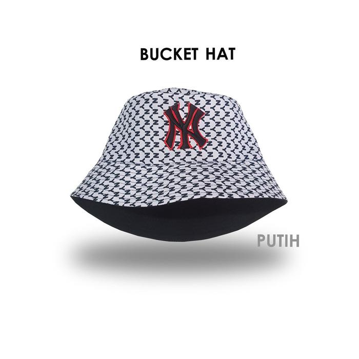 Gambar TOPI BUCKET NY BOLAK BALIK / TOPI BUCKET DEWASA BORDIR NY - Putih dari Rightbrain Project undefined Tokopedia
