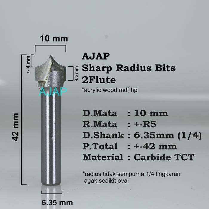 Jual Mata Profil CNC 3DV Groove 1/4 inch mata router kayu ukir sharp ...