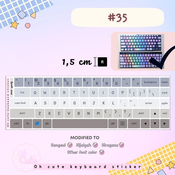 Gambar Part 2 Qwerty Keyboard Sticker for windows 40 design aesthetic color - #35 dari Oh Cute undefined Tokopedia