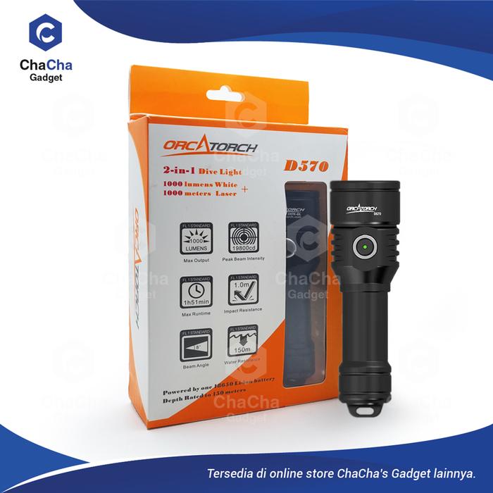 Gambar OrcaTorch D570-GL 2 in 1 LED Green Laser Beam Scuba Dive Torch Light dari ChaCha Sports undefined Tokopedia