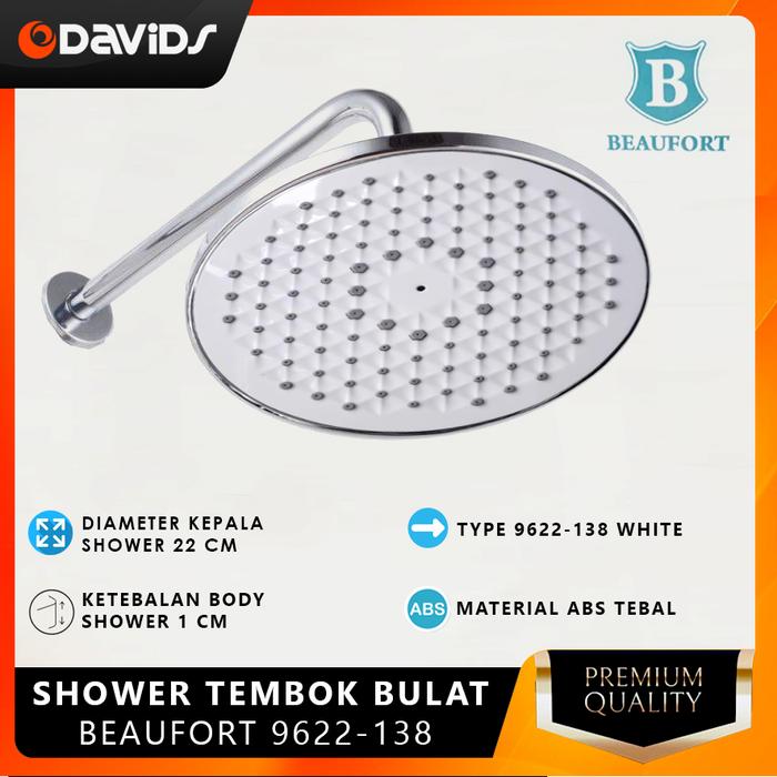 Gambar Shower Dinding Tembok Tanam Sower Kamar Mandi Beaufort Bulat 8 Inch - 9622-138 White dari DAVIDS TOOL undefined Tokopedia