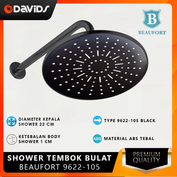 Gambar Shower Dinding Tembok Tanam Sower Kamar Mandi Beaufort Bulat 8 Inch - 9622-105 Black dari DAVIDS TOOL undefined Tokopedia