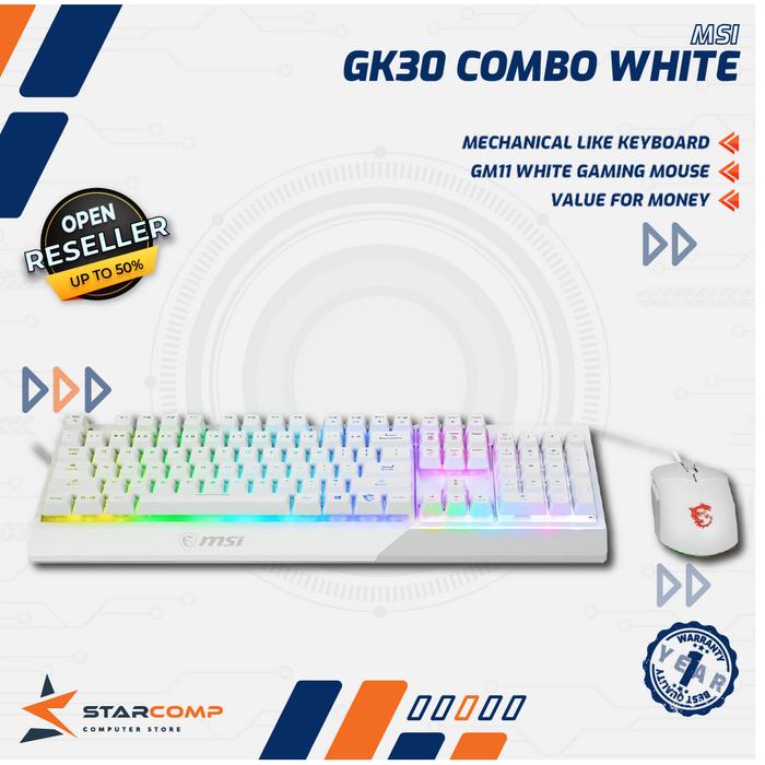 Gambar KEYBOARD MOUSE MSI VIGOR GK30 COMBO WHITE US COMBO GK 30 BUNDLING dari Starcomp Origin undefined Tokopedia