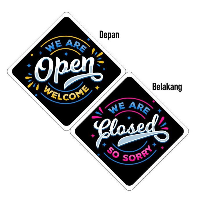 Gambar Custom Open Close Pintu | Papan Open Close | Buka Tutup Akrilik - DESAIN 3, 30x30cm dari Auracomm undefined Tokopedia