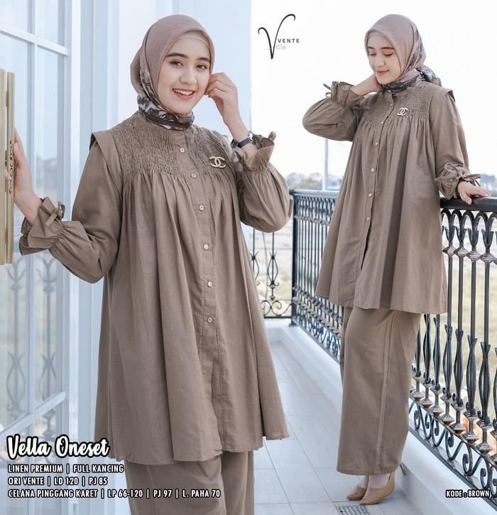 Gambar sale baju setelan wanita celana set jumbo motif cantik trendy kekinian - Brown, LD 120cm dari CNGR_Store undefined Tokopedia