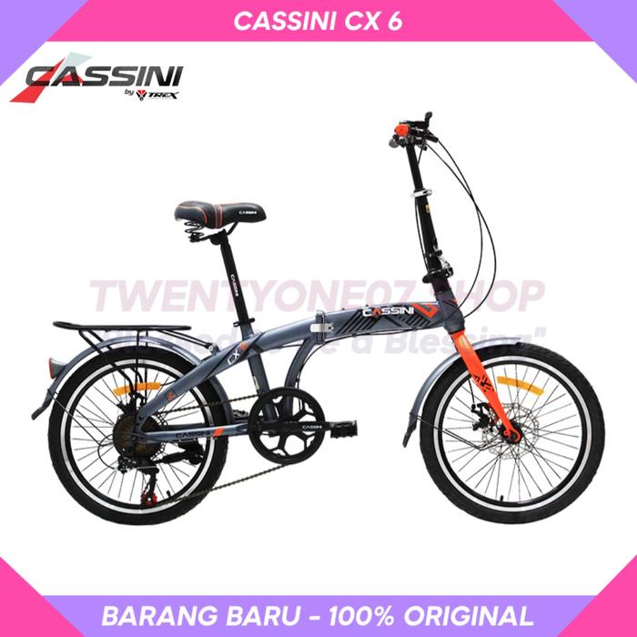 Gambar Sepeda Lipat Cassini CX 6 By Trex 20 Inch 7 Speed Disc Brake - Abu Orange dari TWENTYONE07 SHOP undefined Tokopedia