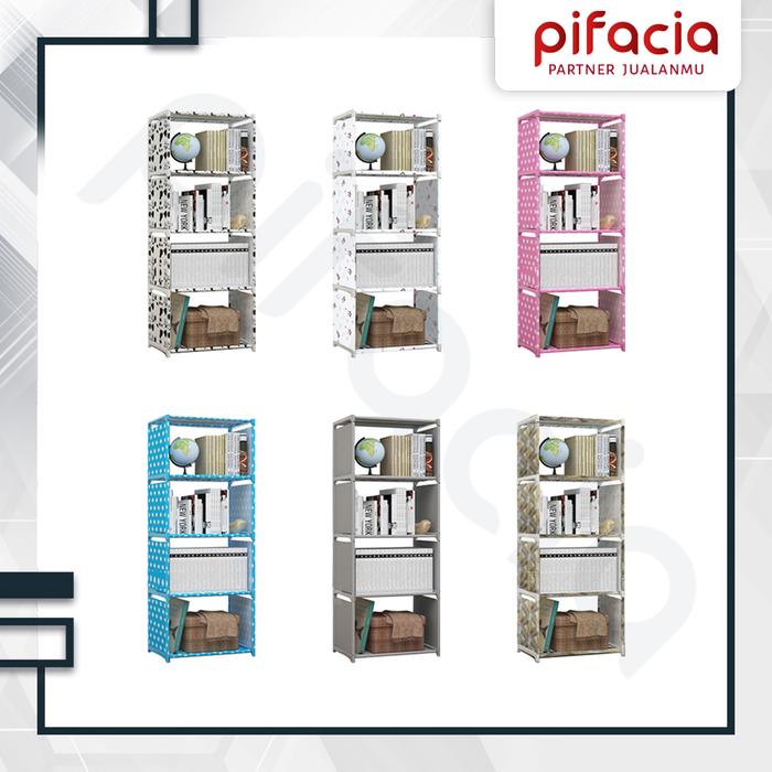 Gambar Rak Buku 5 Susun Lipat Portable Lemari Baju Serbaguna - RANDOM, PACKING BUBBLE dari Pifacia undefined Tokopedia