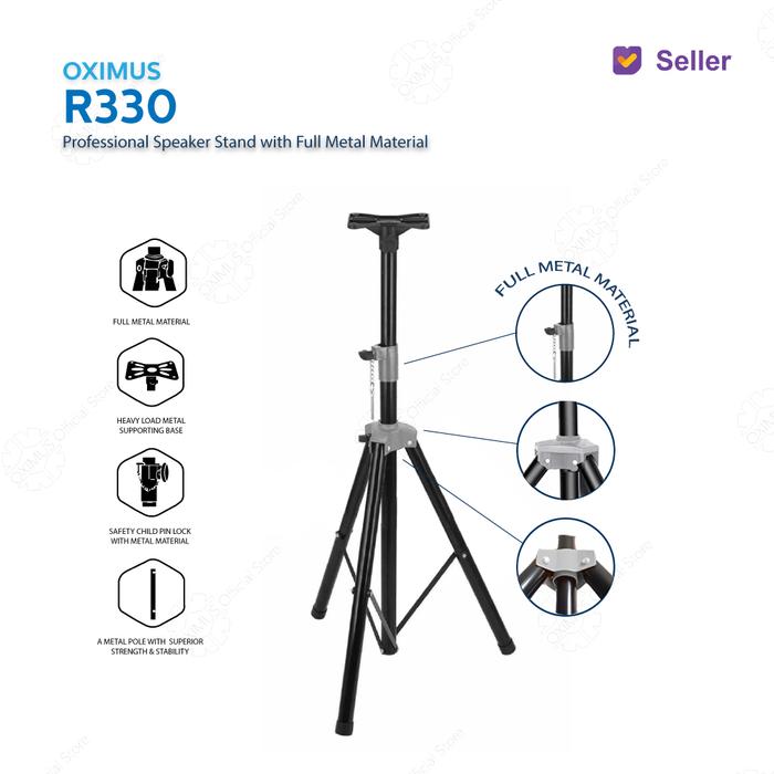 Gambar Stand Speaker Tripod full besi tebal kualitas bagus kokoh Oximus R330 - SELLER dari Oximus Indonesia undefined Tokopedia