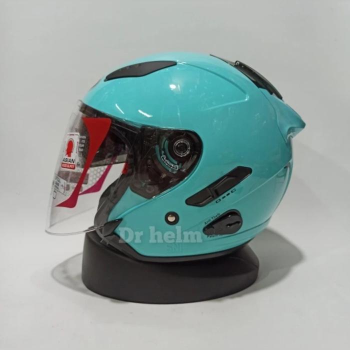 Gambar HELM KYT GALAXY FLAT R SOLID DOUBLE VISOR Half Face - Aqua Blue, M dari dr helm undefined Tokopedia
