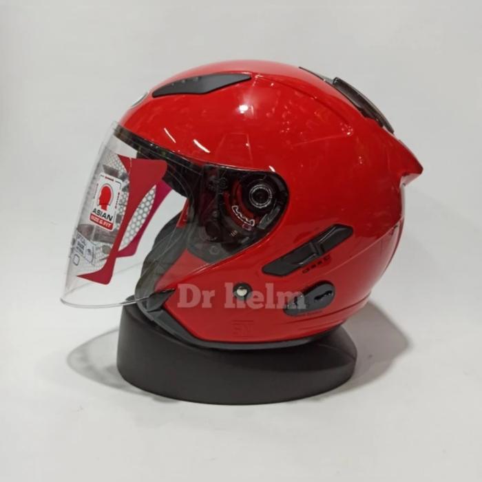 Gambar HELM KYT GALAXY FLAT R SOLID DOUBLE VISOR Half Face - Merah, L dari dr helm undefined Tokopedia