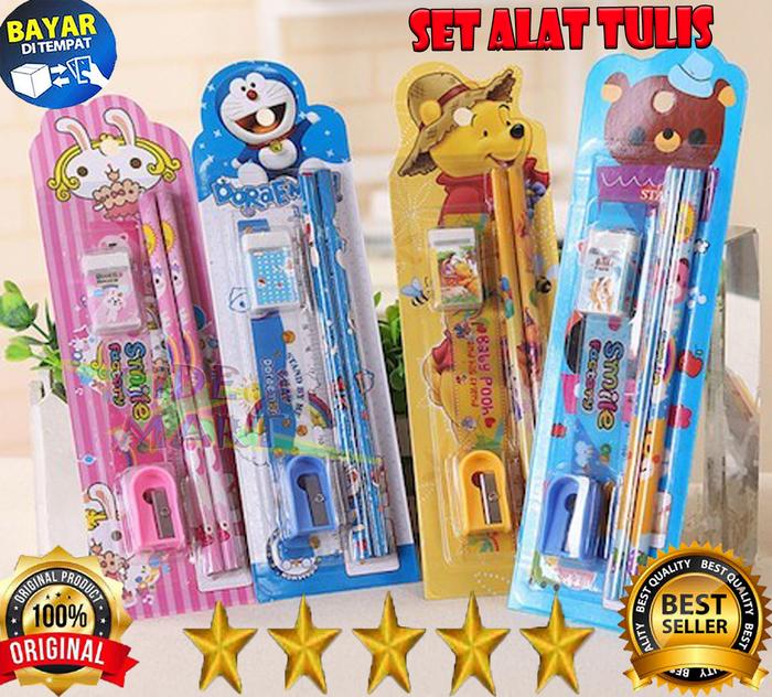 Gambar MINI STATIONERY SET ALAT TULIS SEKOLAH 5 in 1 KARAKTER LUCU PENSIL - RANDOM MOTIF dari Duocide Shop undefined Tokopedia