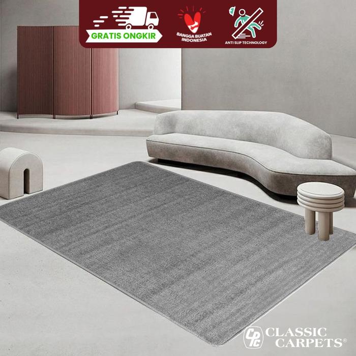 Gambar PUNTEN | Karpet Polos Alas Lantai Minimalis Anti Slip | 150 x 200 - Abu-abu dari Classic Carpets undefined Tokopedia