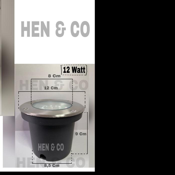 Gambar lampu lantai tanam / lampu taman LED - Waterproof Uplight Warm White - 12 Watt dari HEN&CO electric undefined Tokopedia