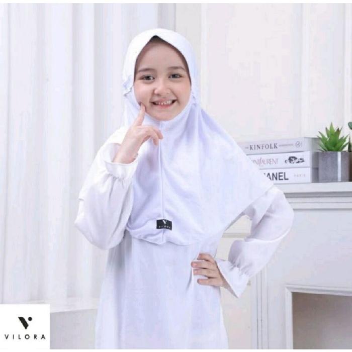 Gambar KERUDUNG SEKOLAH SD SMP SMA / Jilbab serut VILORA / bergo Vilora - Putih, L dari Qeena Stor undefined Tokopedia
