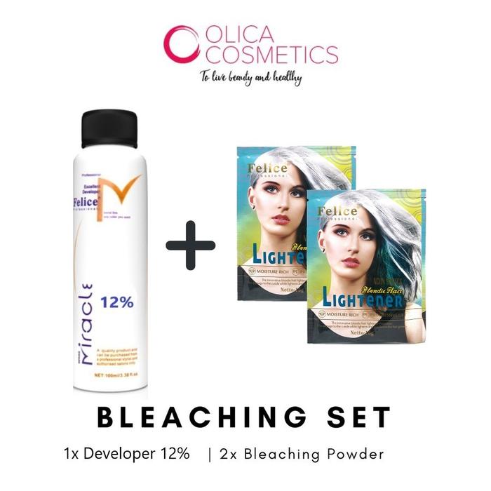 Gambar Felice Bleaching Set (Developer 100ml + Bleaching) ORIGINAL - Dev. 12% Set dari Olica Cosmetics undefined Tokopedia