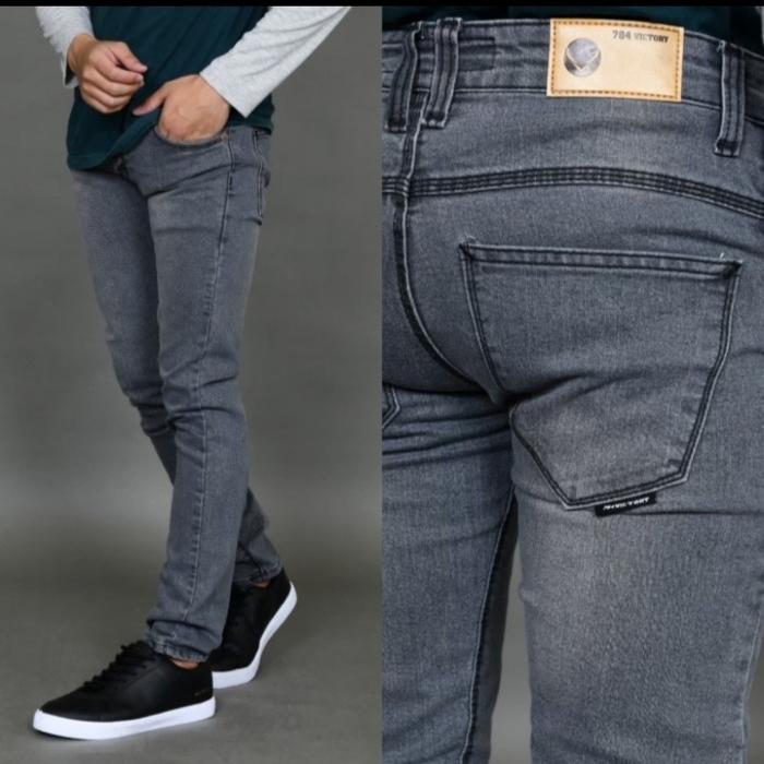 Gambar celana jeans pria slim fit stretch | celana panjang pria denim premium - abu, S dari Chandhi_Storee undefined Tokopedia