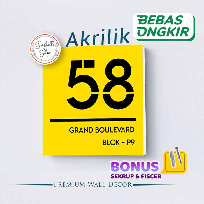Gambar Custom Nomor Rumah Akrilik Papan Alamat Nomer Rumah Acrylic Outdoor - MNR3C-RATAKANAN, 10X10CM+PEREKAT dari Sandrella Shop undefined Tokopedia