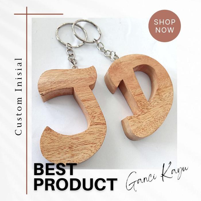 Gambar Gantungan kunci inisial huruf atau angka bahan kayu Harga grosir dari KedaiCraft undefined Tokopedia