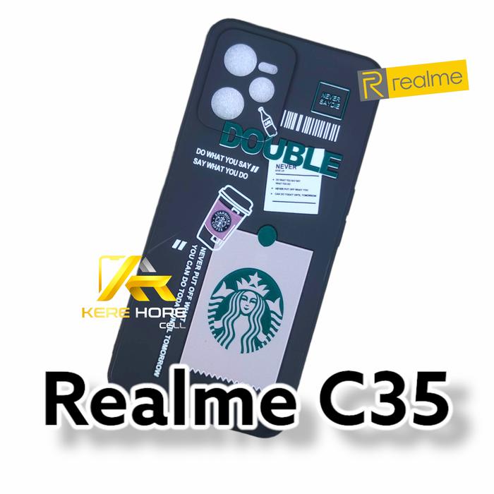 Jual CASE REALME C 35 SQUARE EDGE SOFTCASE STARBUCKS REALME C 35