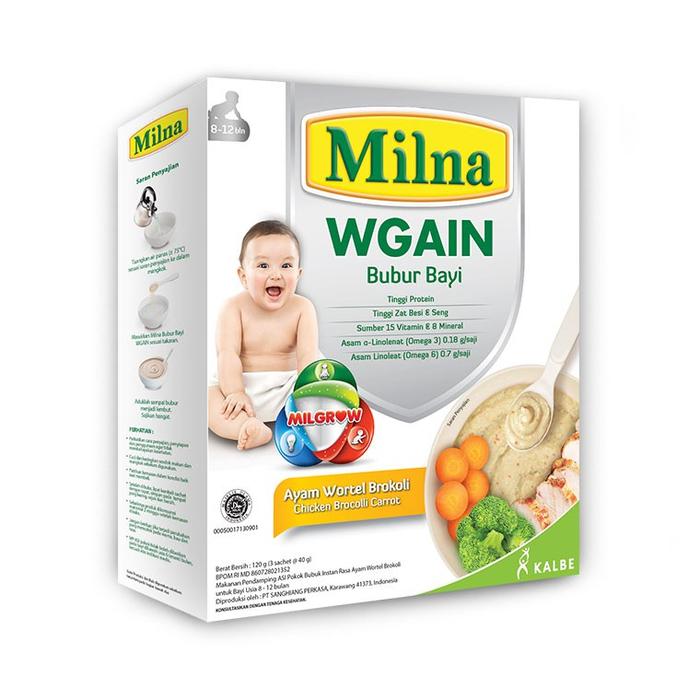 Gambar Milna Bubur Bayi 6-12 bulan 120gr Ayam Bayam/ Ayam Wortel Brokoli - Ayam Byam dari BLUE A SHOP undefined 3 Tokopedia