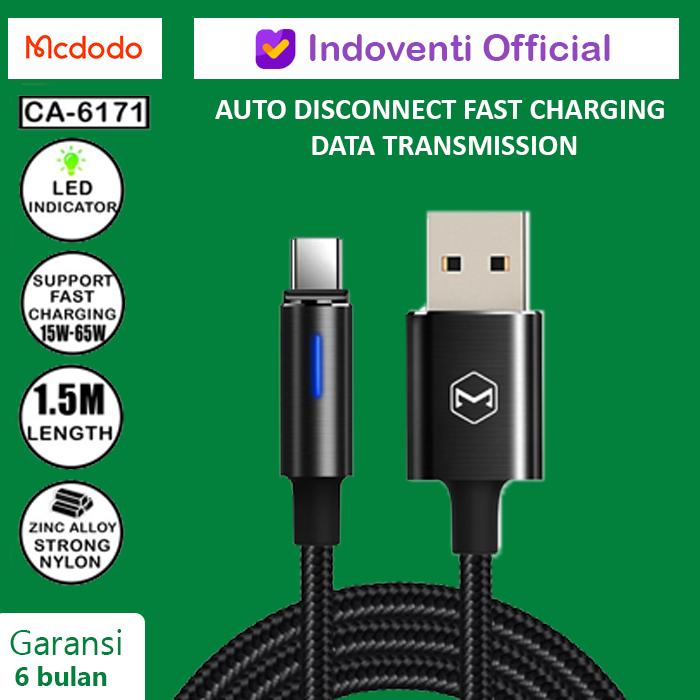 Gambar MCDODO Kabel Charger Data USB Type C 5A Nylon Bradided Fast Charging Auto Disconnect For Vivo Oppo Realme - CA-6171 1.5M dari INDOVENTI undefined Tokopedia