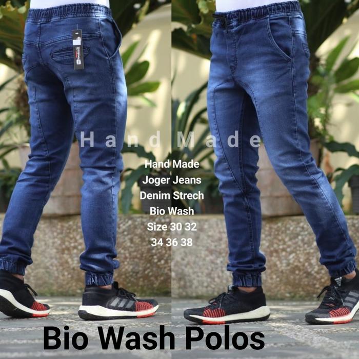 Gambar celana panjang jogger Jeans strech terlaris buat pria dewasa keren - bio wash polos, 30 dari rgshop06 undefined Tokopedia