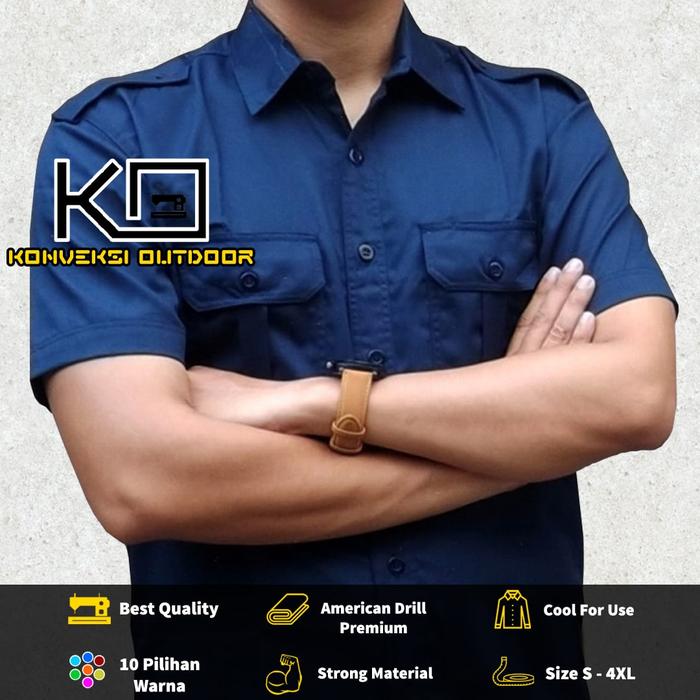 Gambar KEMEJA PDL LAPANGAN LENGAN PENDEK OUTDOOR Kantor Cargo PNS PDH Navy - Navy, 3XL dari Konveksi Outdoor undefined Tokopedia