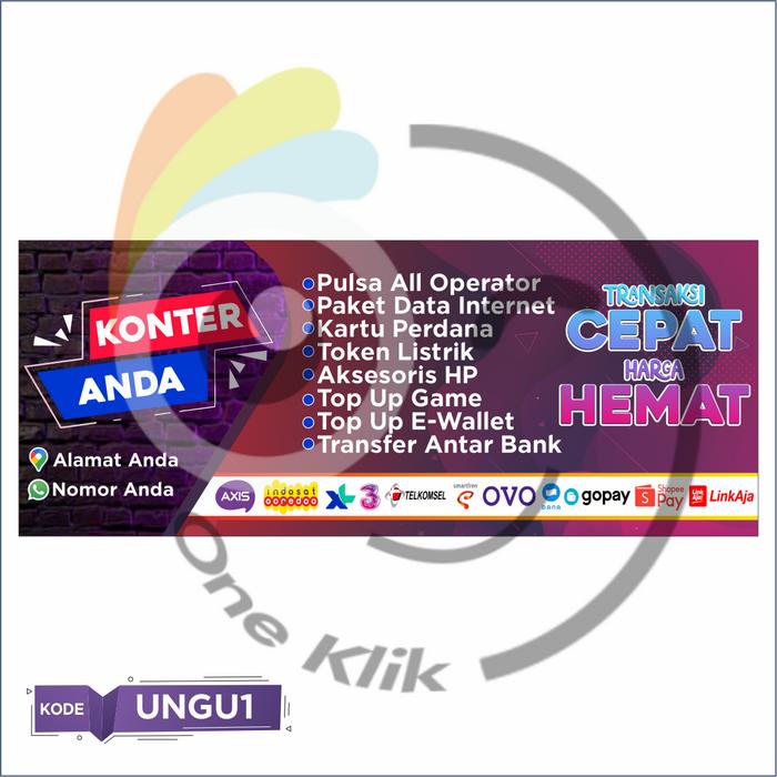 Gambar Banner Spanduk Konter Pulsa / Spanduk konter murah / Variasi UNGU - UNGU 1, 150 X 60 (CM) dari Oneklik.1 undefined Tokopedia