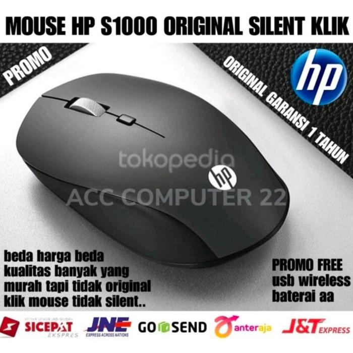 Gambar MOUSE WIRELESS HP S1000 SILENT PLUS WIRELESS / HP WIRELESS MOUSE - Hitam dari ACC COMPUTER 22 undefined Tokopedia