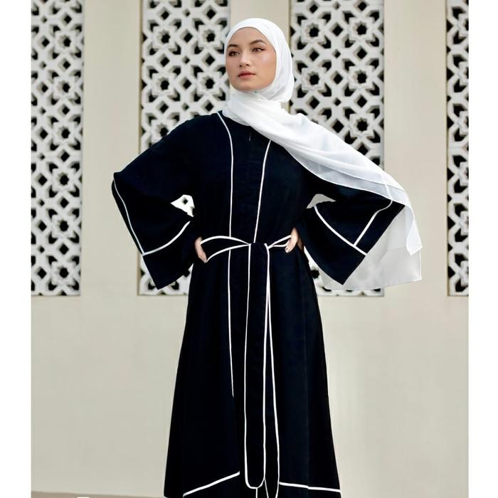 Gambar Abaya Asmah Baju Abaya Arab Saudi Minimalis - hitam putih, S dari Fashionable Muslimah Bdg undefined Tokopedia