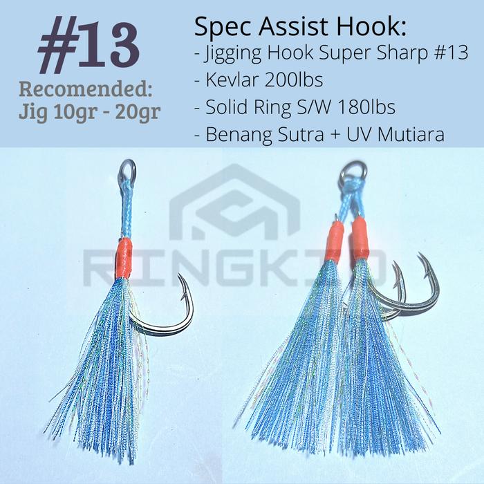 Gambar Assist Hook Dengan Benang Sutra / Jigging Fishing Hook Single & Double - #13 10-20gr, Single Hook dari Ringkid Store undefined Tokopedia