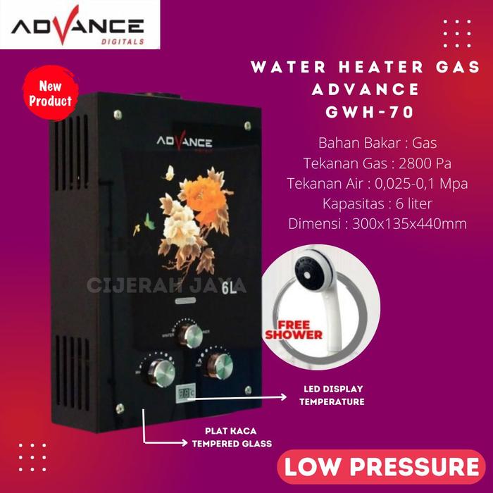Jual WATER HEATER GAS ADVANCE GWH 50/70 PEMANAS AIR GAS ADVANCE + SHOWER -  Kota Bandung - Tb Cijerah Jaya | Tokopedia