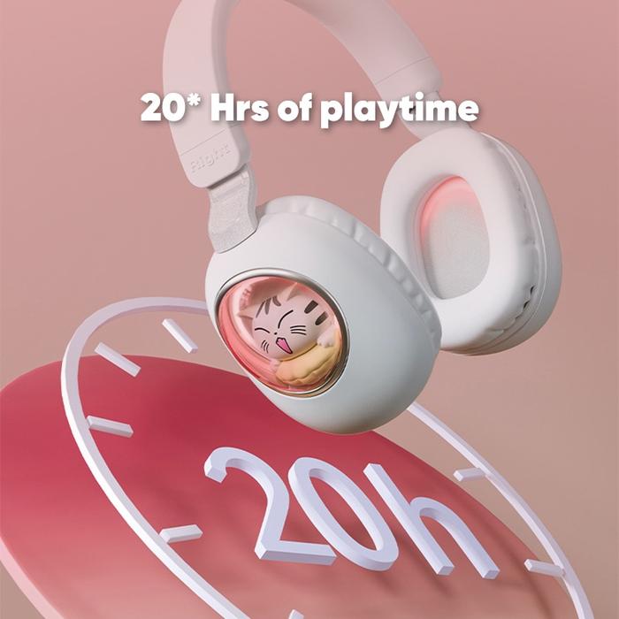 Gambar Headphone Bluetooth Headset Anak Karakter Kucing Lucu Space Craft LED - Putih dari ACC Import Indonesia undefined Tokopedia