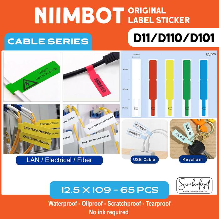 Gambar Thermal Cable Label Sticker Niimbot D11 / D110 Refill Label - Kabel dari Sumberlezat undefined Tokopedia