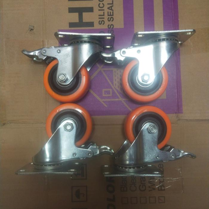 Jual Roda PU Heavy Duty 3Inch Hidup Rem / Roda Troley / Rofa Castor ...