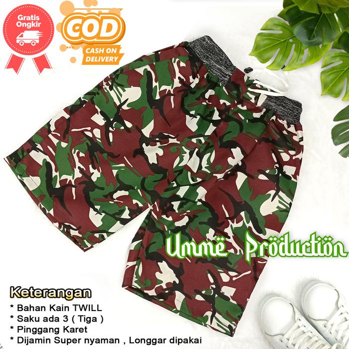 Gambar kolor celana boxer pants cino chinos army loreng pendek Kargo dewasa - Army C1, Ukuran M dari Toko Umme Production undefined Tokopedia