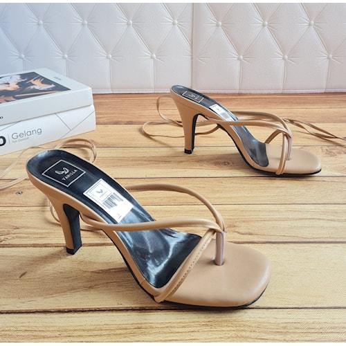 Gambar Sandal High Heels Jepit Tali Lilit Ikat Sendal Kondangan Hak Hills 9cm - Mocca, 39 dari Zyfa_Store undefined Tokopedia